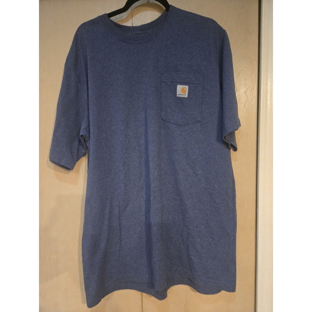 Carhartt Pocket T Shirt L‎ Tall Original Fit Blue Short Sleeve Workwear Tee